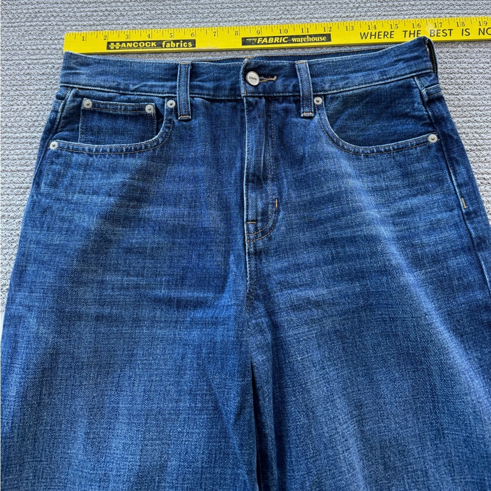 J. Crew High-Rise Wide-Leg Cuffed Jeans in Medium Blue - Picture 11 of 16